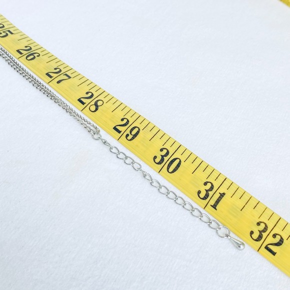 Silver Tone 8-Charm Necklace Opera Length Double Stranded Ball & Cable Chains - Picture 10 of 12